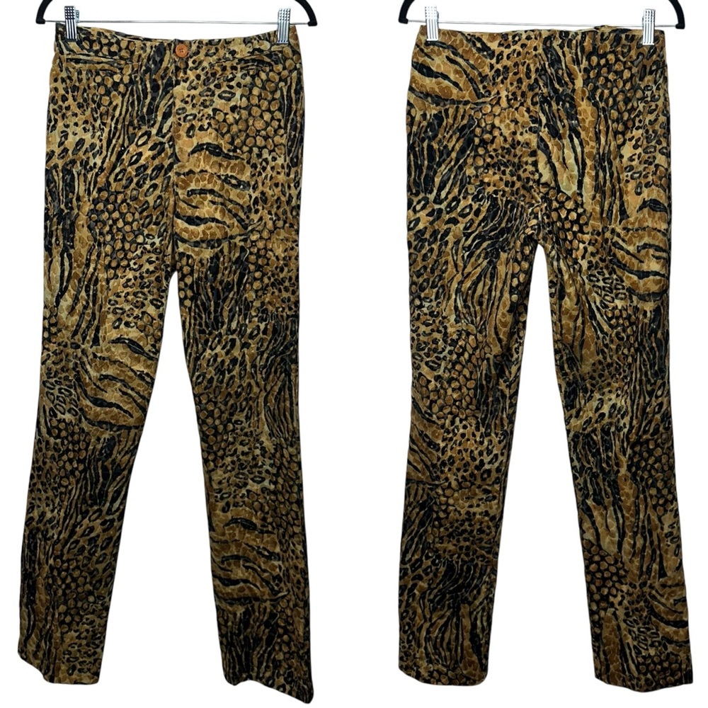 MONACO Vintage 90s Y2K Animal Print velvet Pants Size 8